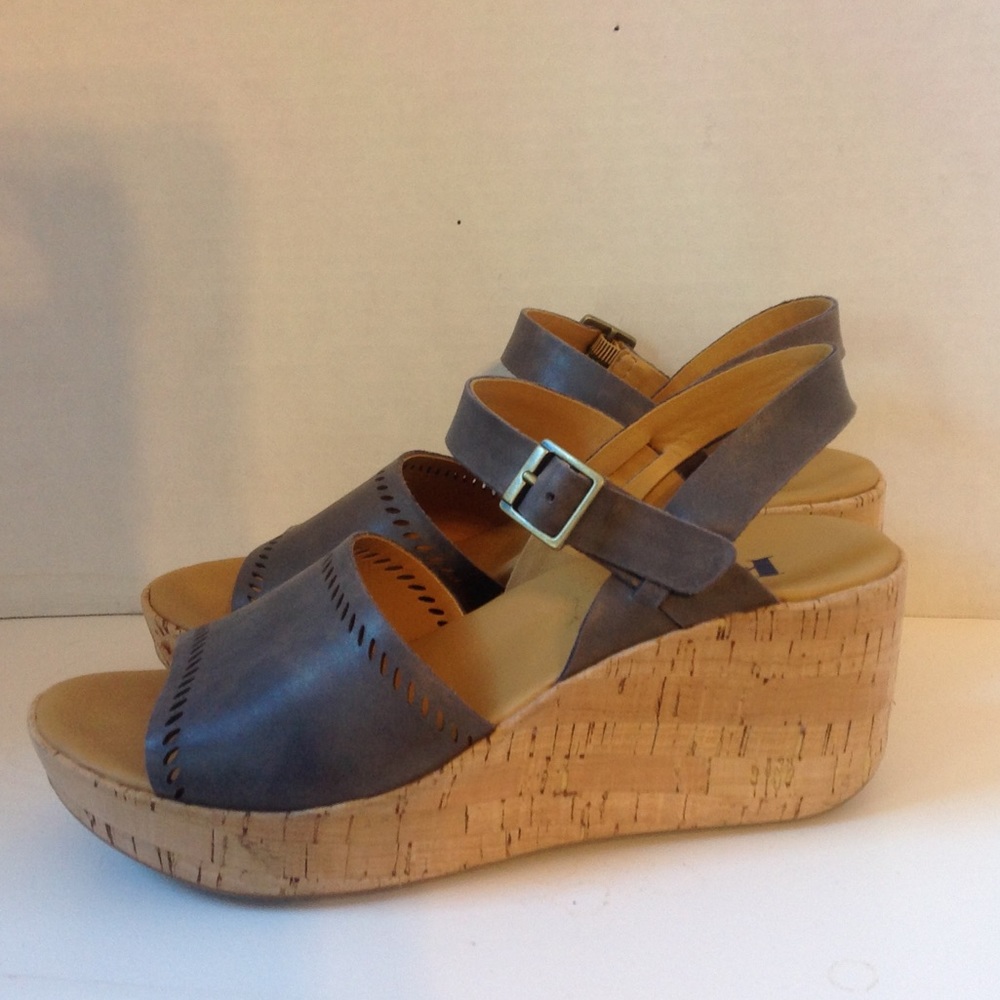 KORKS Gray Leather Sandals Platforms Cork